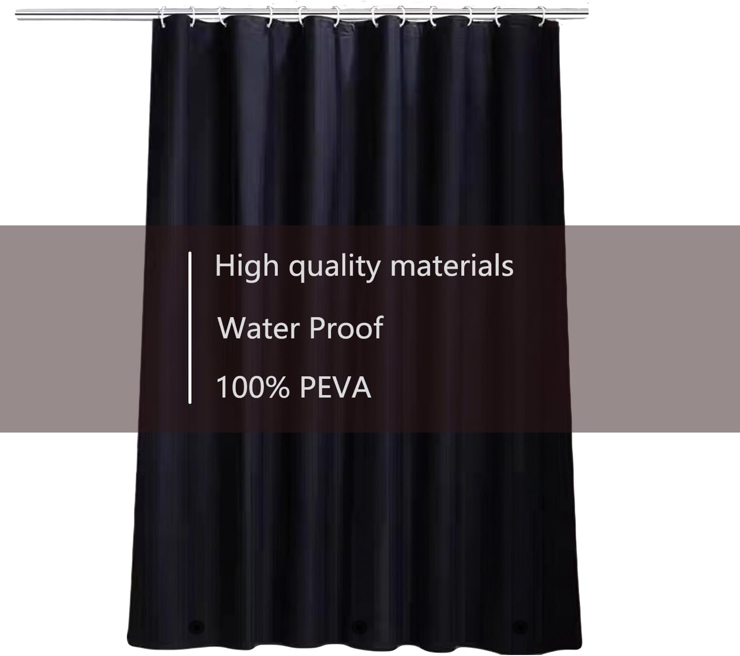 TIKABC Black Shower Curtain Liner 4 Pack, 4G PEVA Shower Liner, Plastic Peva Waterproof Shower Curtains, 72x72 inch with Grommet Holes 3 Magnetic Weights