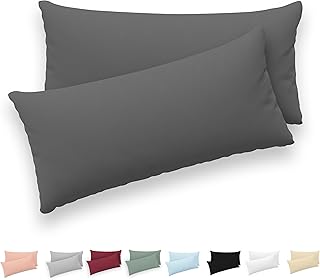 Twinzen® Kissenbezug 40x80 (2er-Set) - 100% Jersey Baumwolle 150 GSM Kissenbezüge - Anthrazit - Für Kissenbezüge 40x80 cm - Kissenhülle - Kissenbezug mit Reißverschluss - Oeko-Tex Zertifiziert
