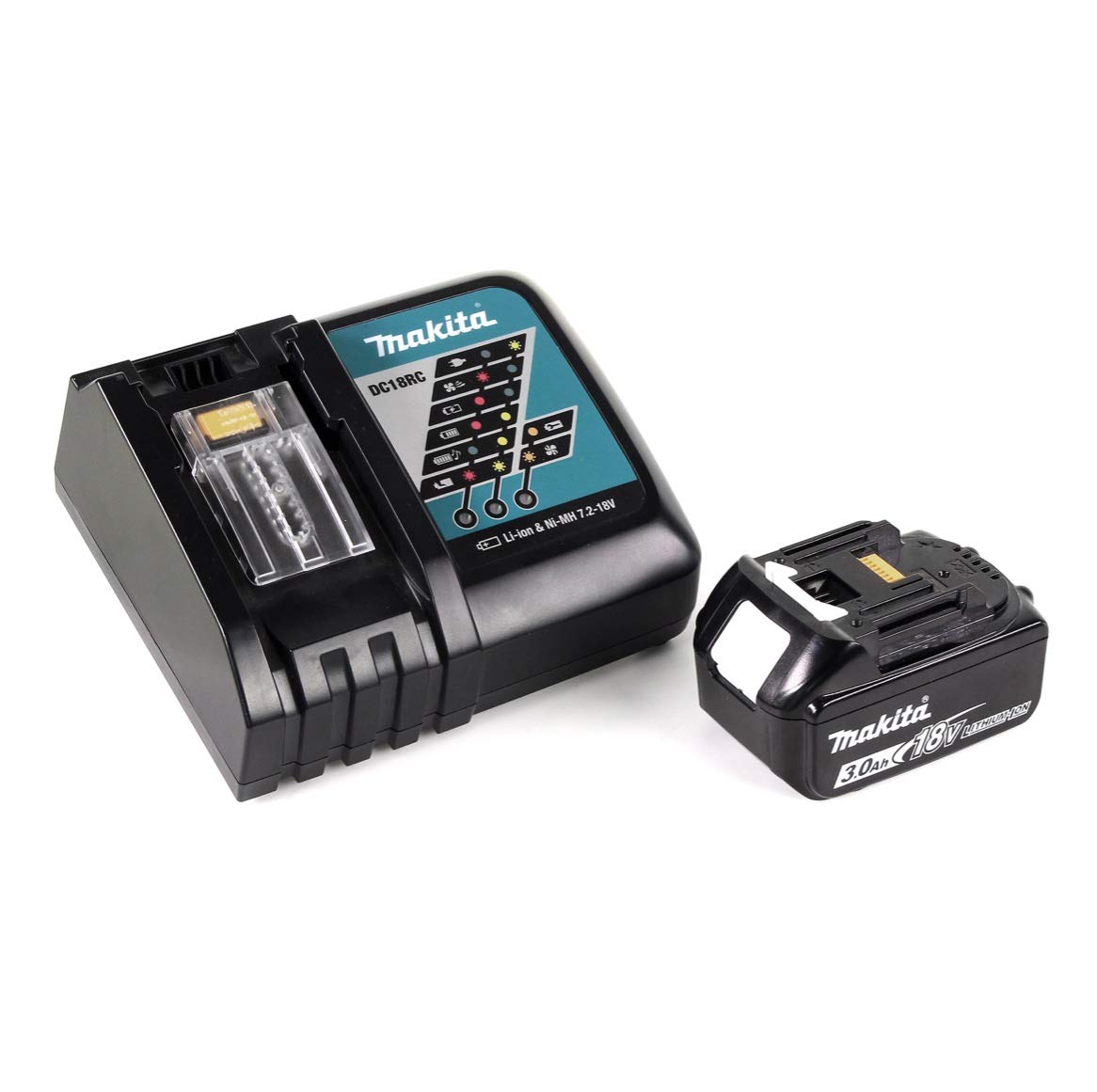 Makita DGA 511 RF1J akumulatorowa szlifierka kątowa 18 V 125 mm bezszczotkowa + 1 x akumulator 3,0 Ah + ładowarka + Makpac