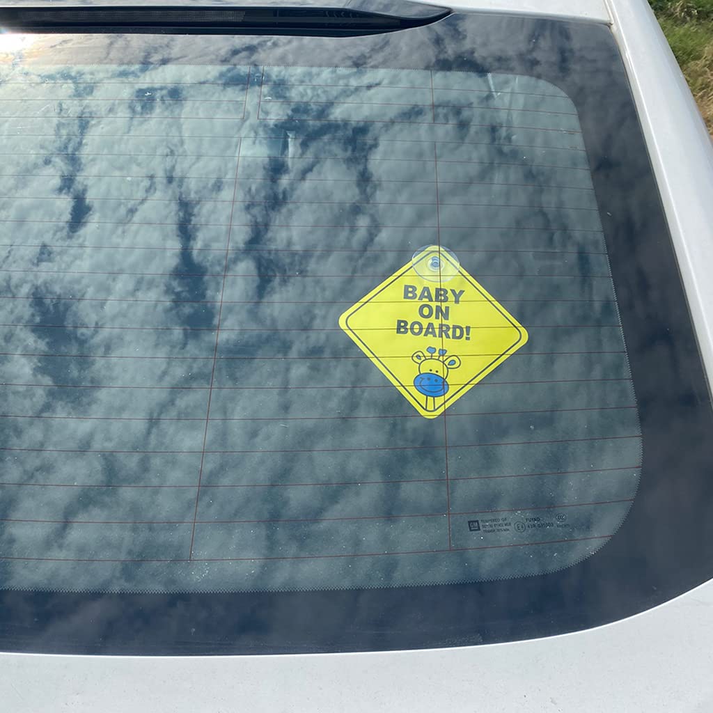 Baby On Board Car Window Signs - 2 Pack, 5x5 Inch, Reusable Suction Cup, Waterproof Safety Sticker - View #8