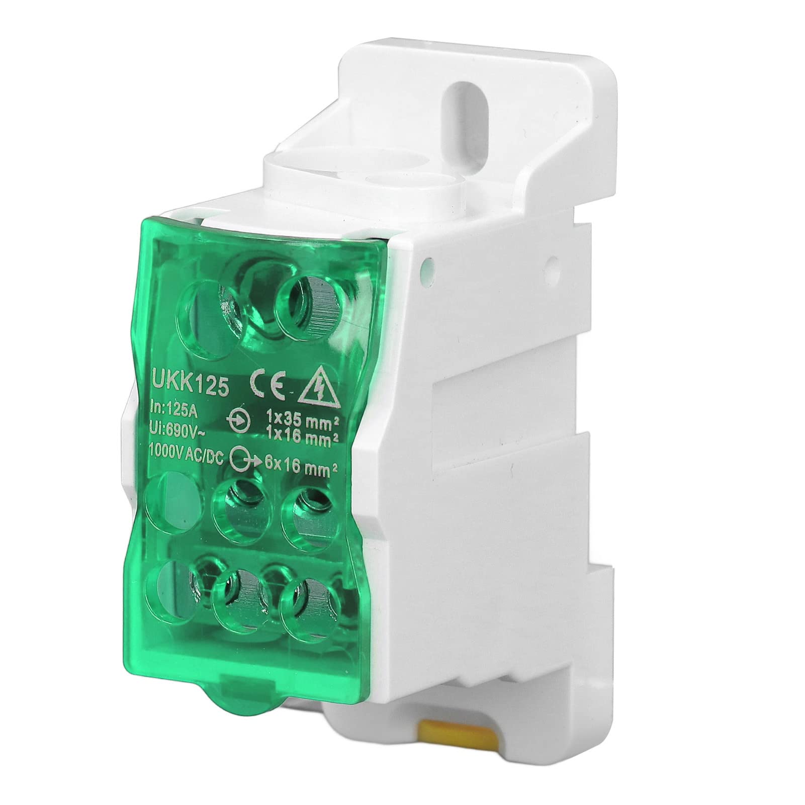 Tyenaza Caja de Distribución de Terminales UKK-125A, C45 Unipolar, para Gabinetes de Energía (Verde)