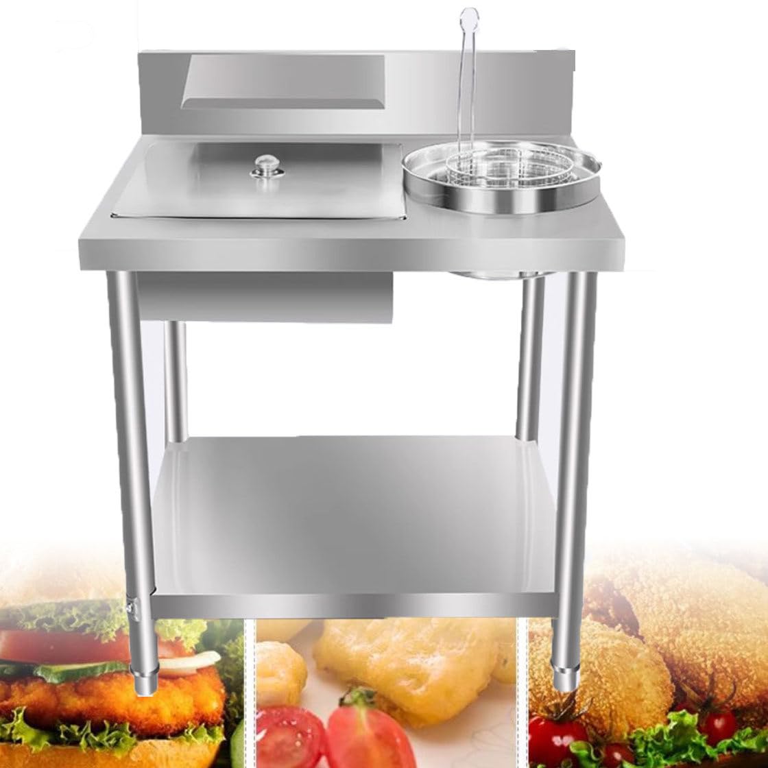 業務用食品準備作業テーブルパン粉付けテーブル、ステンレス容器と