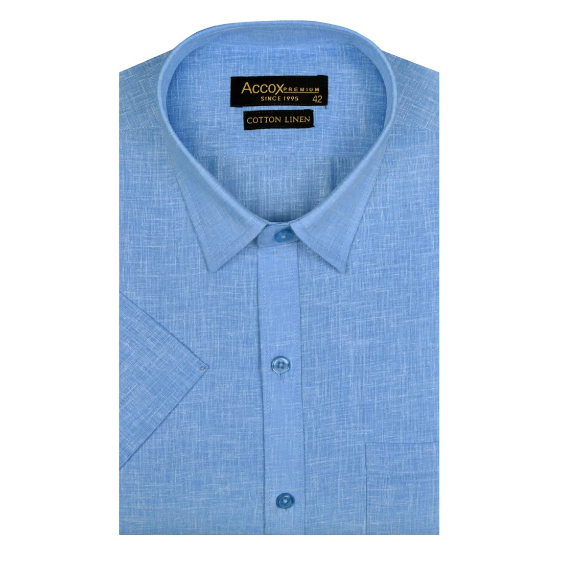 accox ACCOXMen's Half Sleeves Solid Plain Regular Fit Cotton Linen Formal Shirts(GCR139)-picture-30