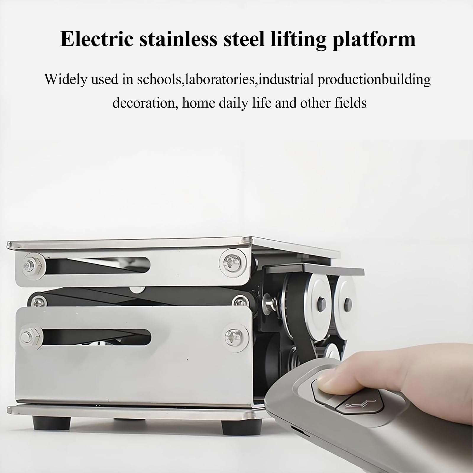 Plataforma de elevación eléctrica, soporte de laboratorio ajustable de acero inoxidable con control remoto, capacidad de carga de 10 kg, elevación y descenso rápido de 60 segundos