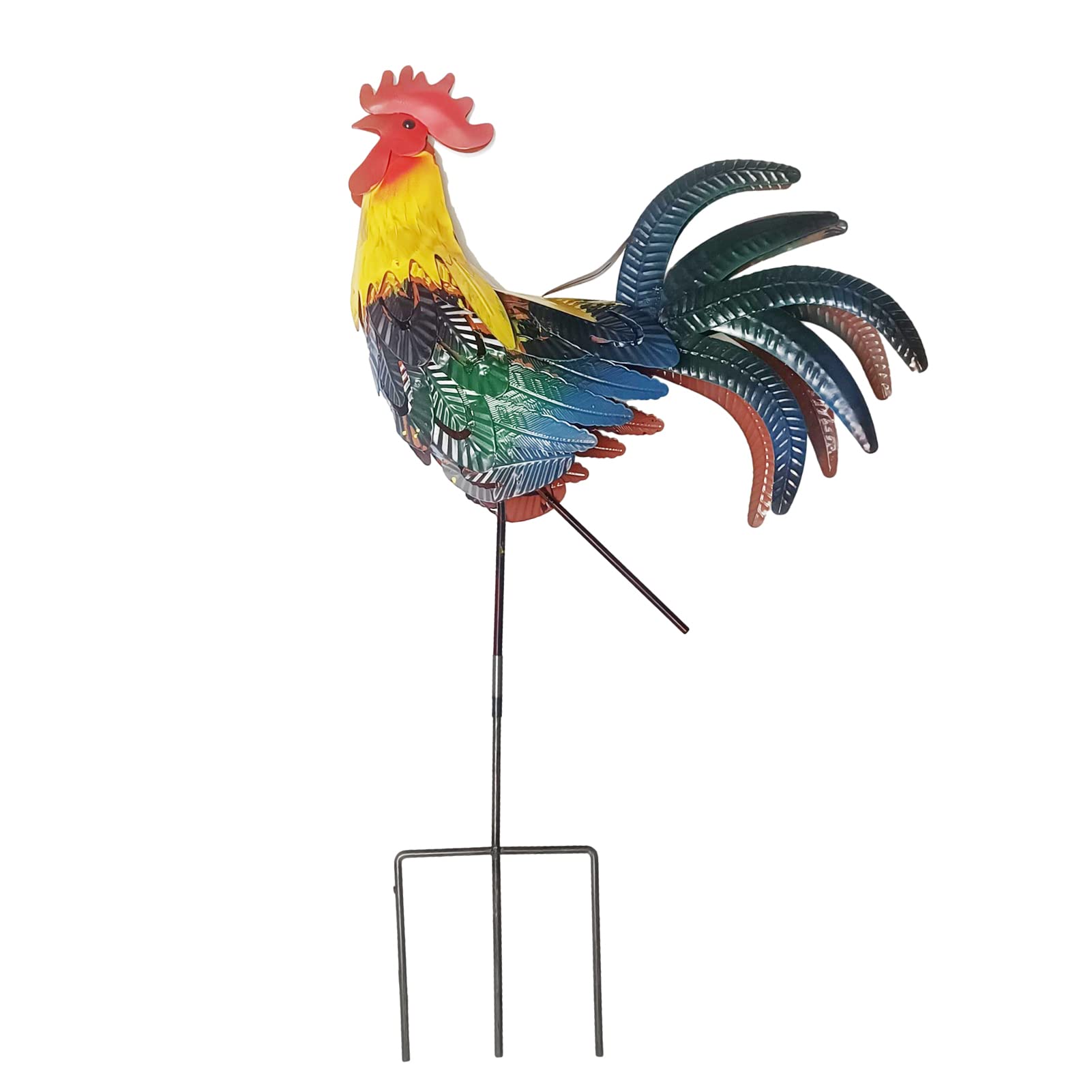 Metall Hahn Gartenfigur – Handbemalt, 39cm, Wetterfest, Bunt, Für Garten, Balkon & Ostern, Rustikale Deko