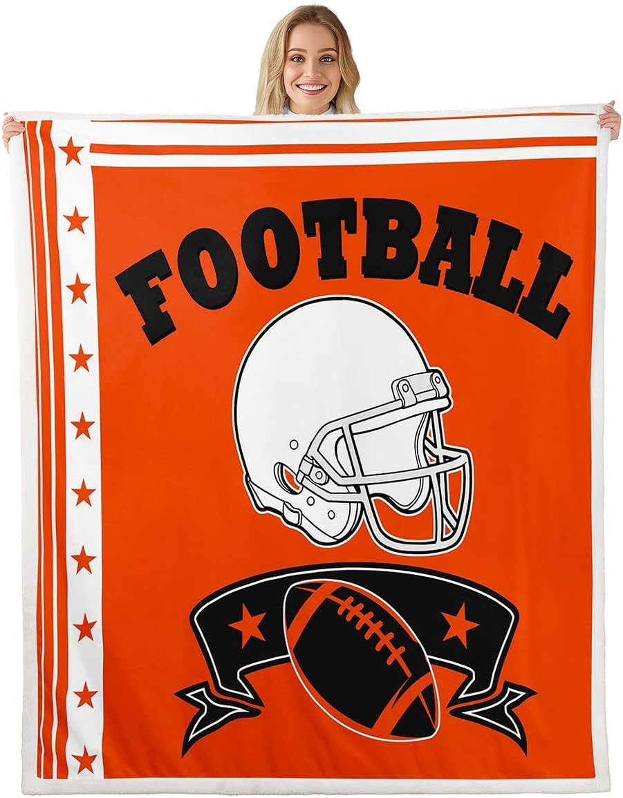 Erosebridal Kids Rugby Blanket Gridiron Sports Fleece Blanket Queen for Boys Football City Style Throw Blanket, Football Seasonal Fuzzy Blanket Bedroom Decor - Sports Fans Gift