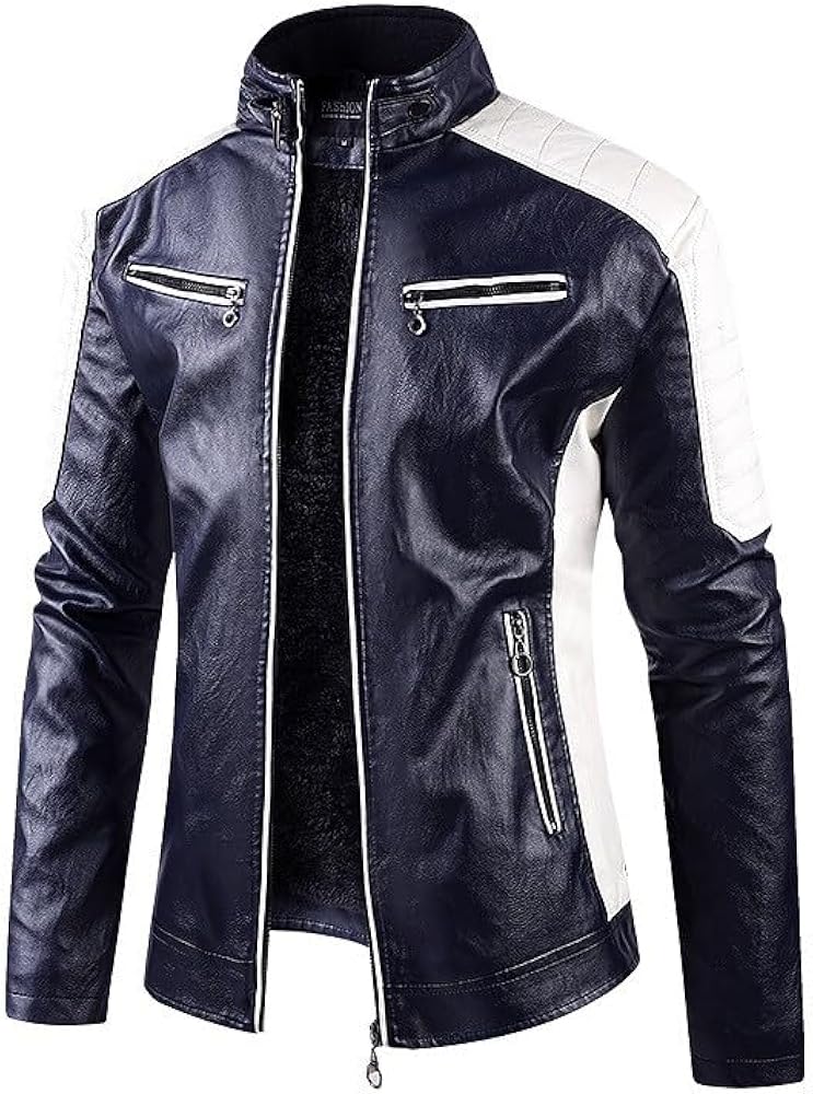 Men's Fleece PU motor guzzi Graphic Leather Jacket for Motorcycle