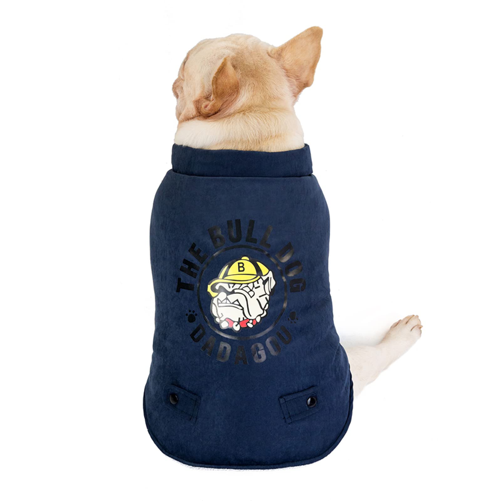 Manteau de coton pour chien Pit-Bull et bouledogue en polaire premium navy M