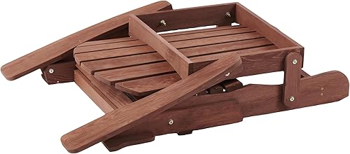 Miniatura 4 de Silla Adirondack plegable de madera de gran tamaño con respaldo y tabla de asiento premontados, silla de patio de madera para jardín, patio trasero,