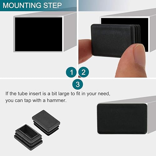 Miniatura 5 de uxcell Tapas de extremo de enchufe de plástico, 1.181 in x 0.787 in, patas rectangulares para silla de mesa, 50 unidades