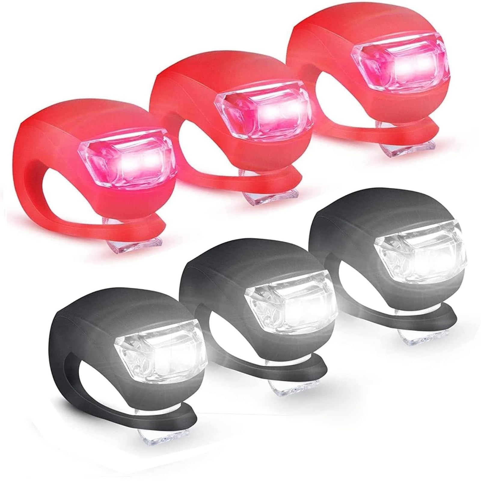 Lot de 6 feux arrière de vélo LED avant et arrière avec boîtier en silicone étanche pour la sécurité du vélo
