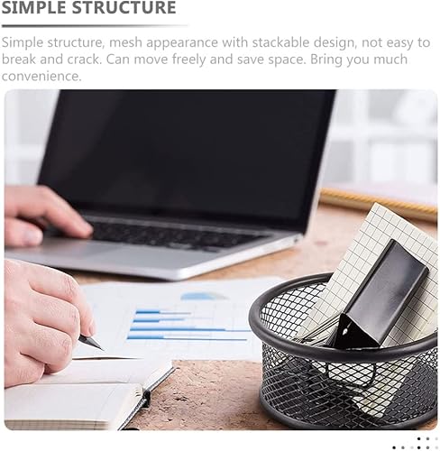 Miniatura 7 de Tofficu 4 unids apilable clip de malla titular taza para escritorio de malla clip organizador de papel negro