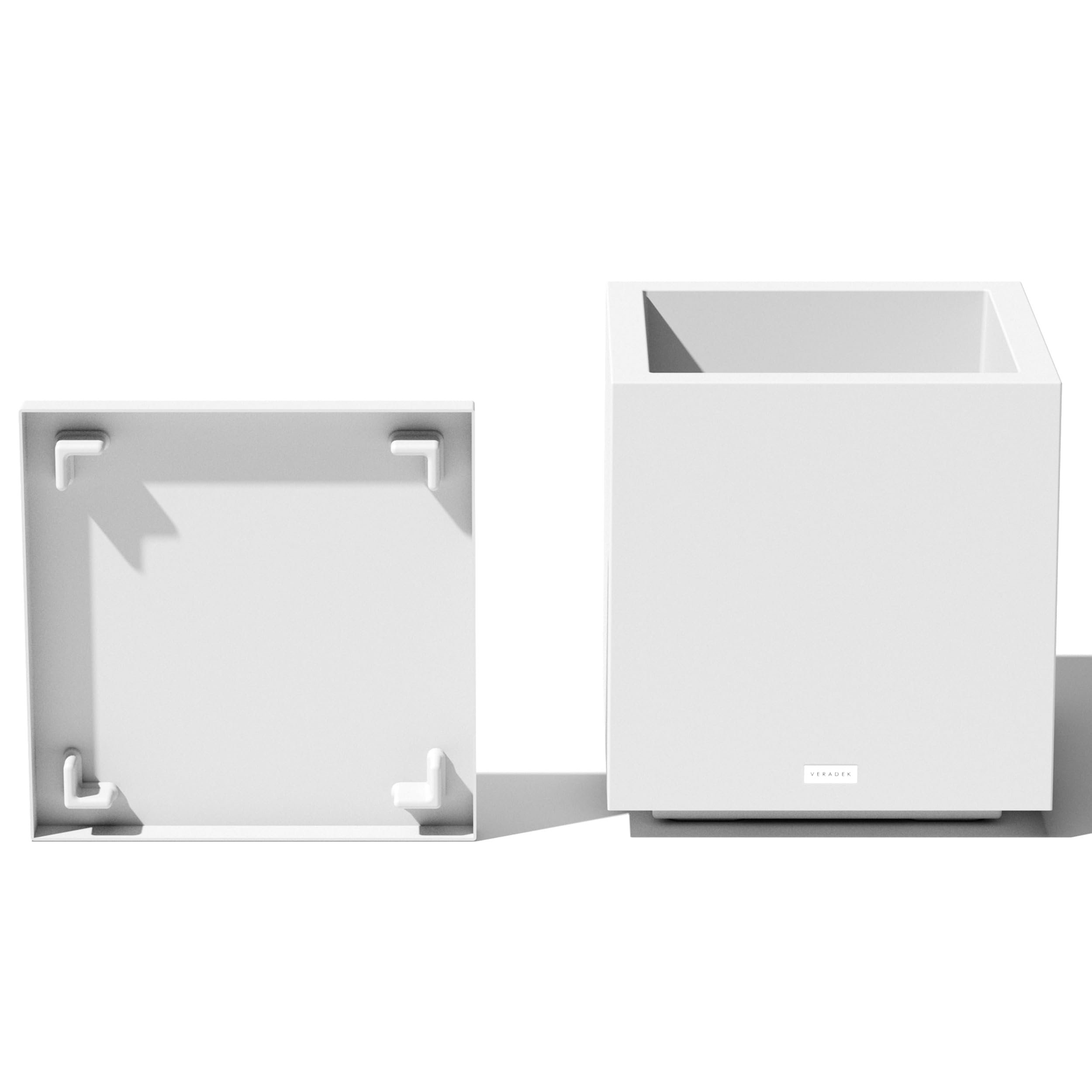 Veradek Block Series Cube Planter &amp; Drip Tray - Square Outdoor Planter Set