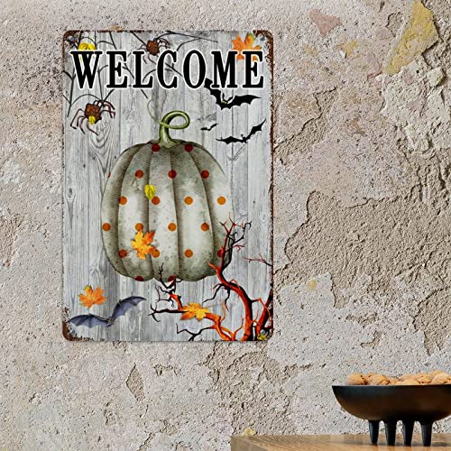 Plaque citrouille Halloween en métal : transformez facilement votre mur de buanderie