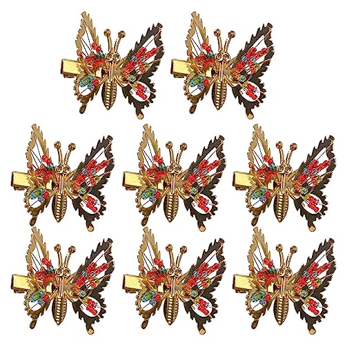 8Pieces Metal Will Move Simulation Butterfly Hair Clip For Women Girls Hairpin