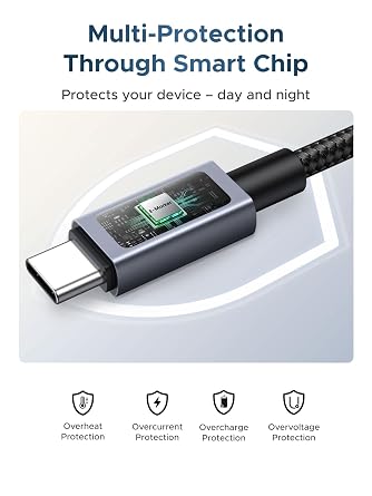 UGREEN Nexode 240W USB-C to USB-C Cable with TFT Smart Display, 6.6ft