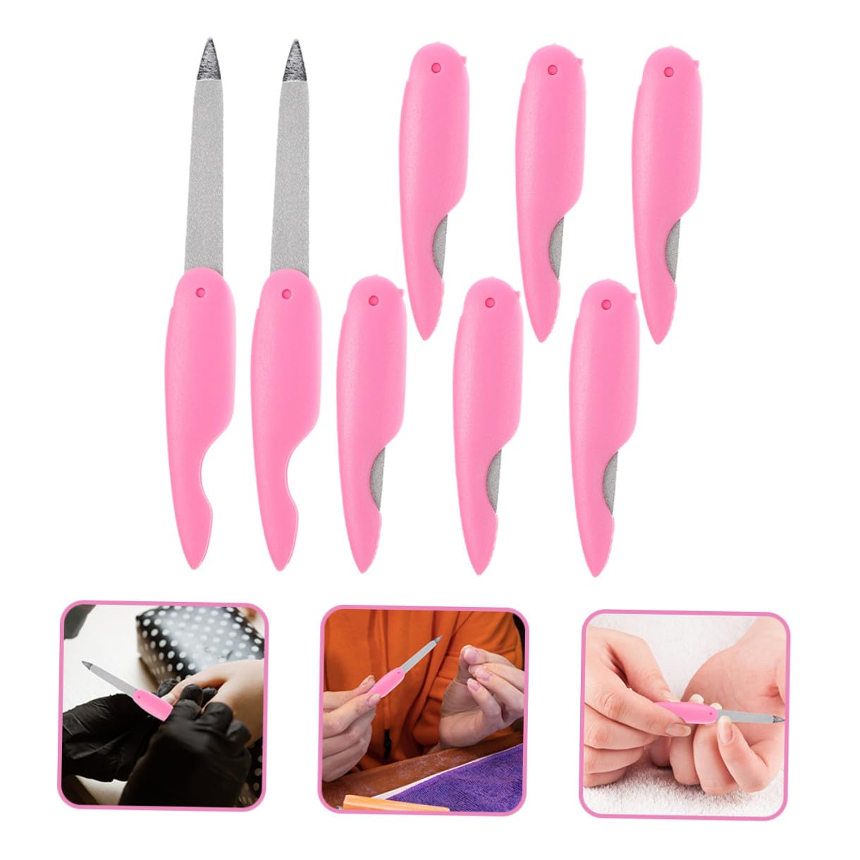 8 Limas de Uñas Plegables de Metal y Abs para Manicura Diseño Delicado y Textura Fina, Ideales para Uso en Salón Casa