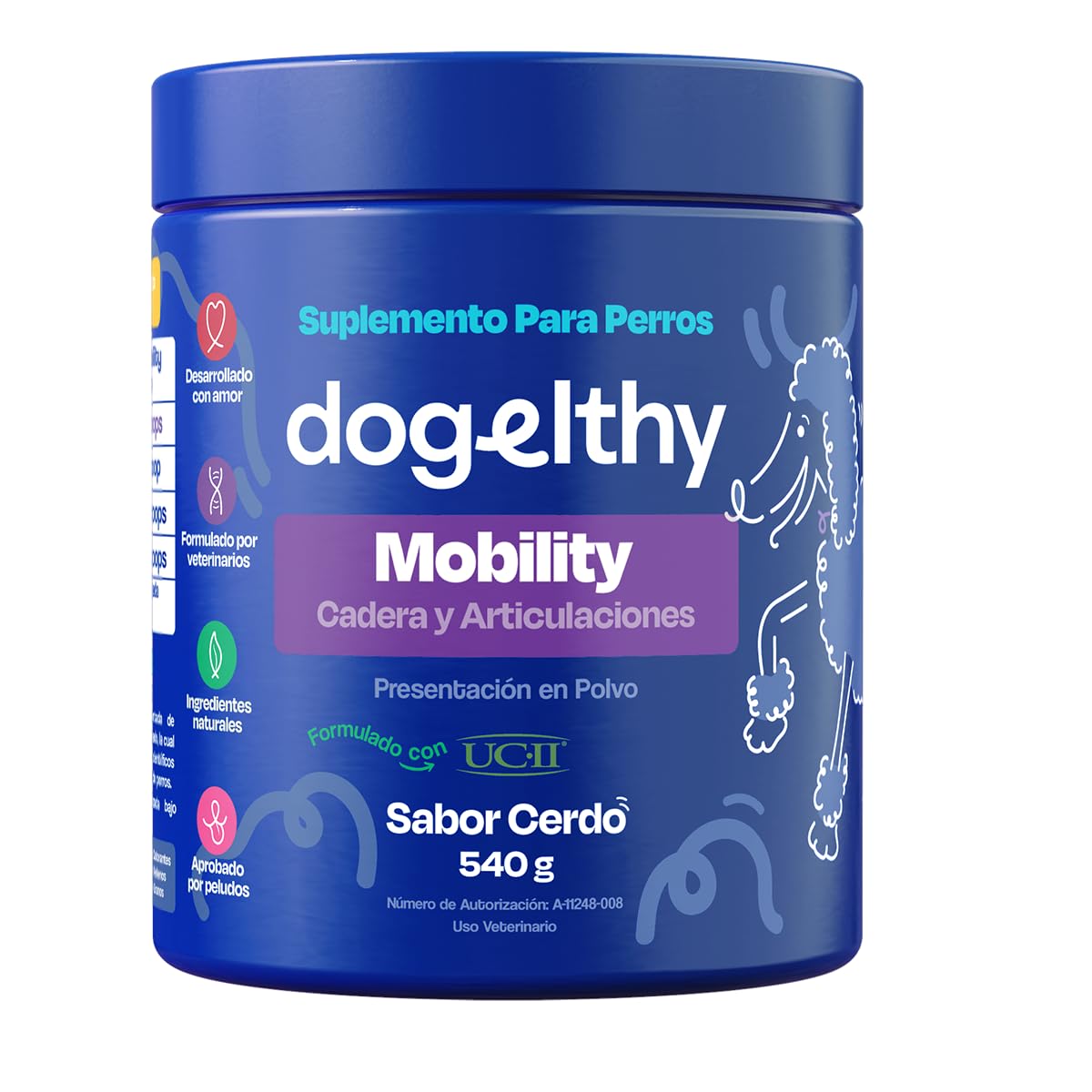 Dogelthy Mobility Suplemento Condroprotector en Polvo para Perro