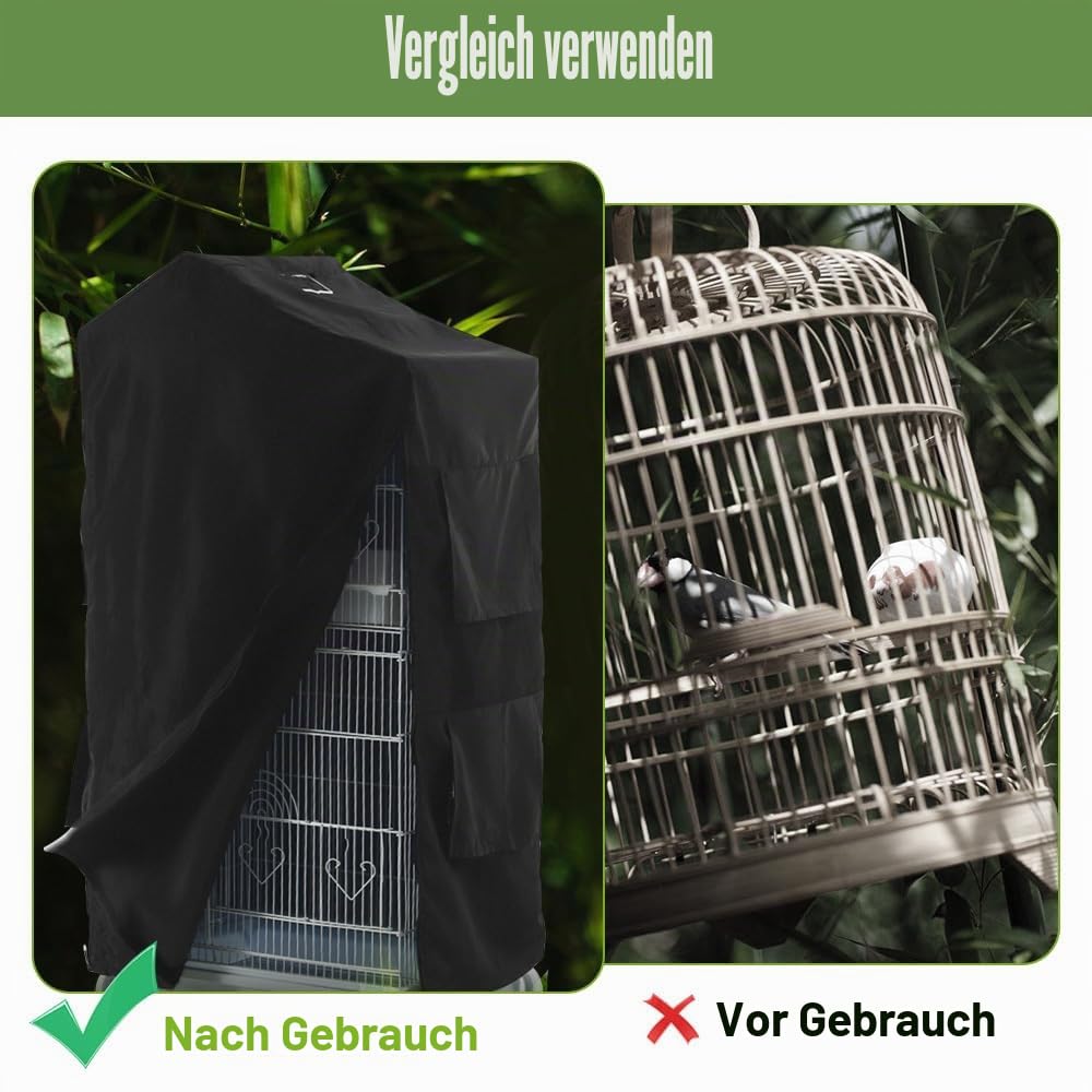 DONGKER Papagei Käfig Abdeckung, wasserdichte Vogelkäfig Schutzhülle, 82x48x34 cm, Atmungsaktive Vögel Verdunkelungsabdeckung mit Reißverschluss für Vögel, Papageien, Sittiche, Aras, Unzertrennliche
