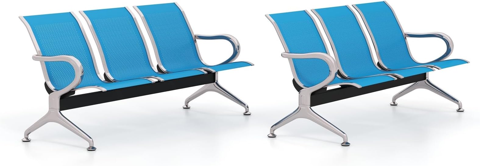 Waiting Room Chairs - Set of 2 Office Reception Chairs, Office Lobby Furniture, Waiting Room Bench with Ergonomic Backrest for Salon Airport Hospital Waiting Area, Blue