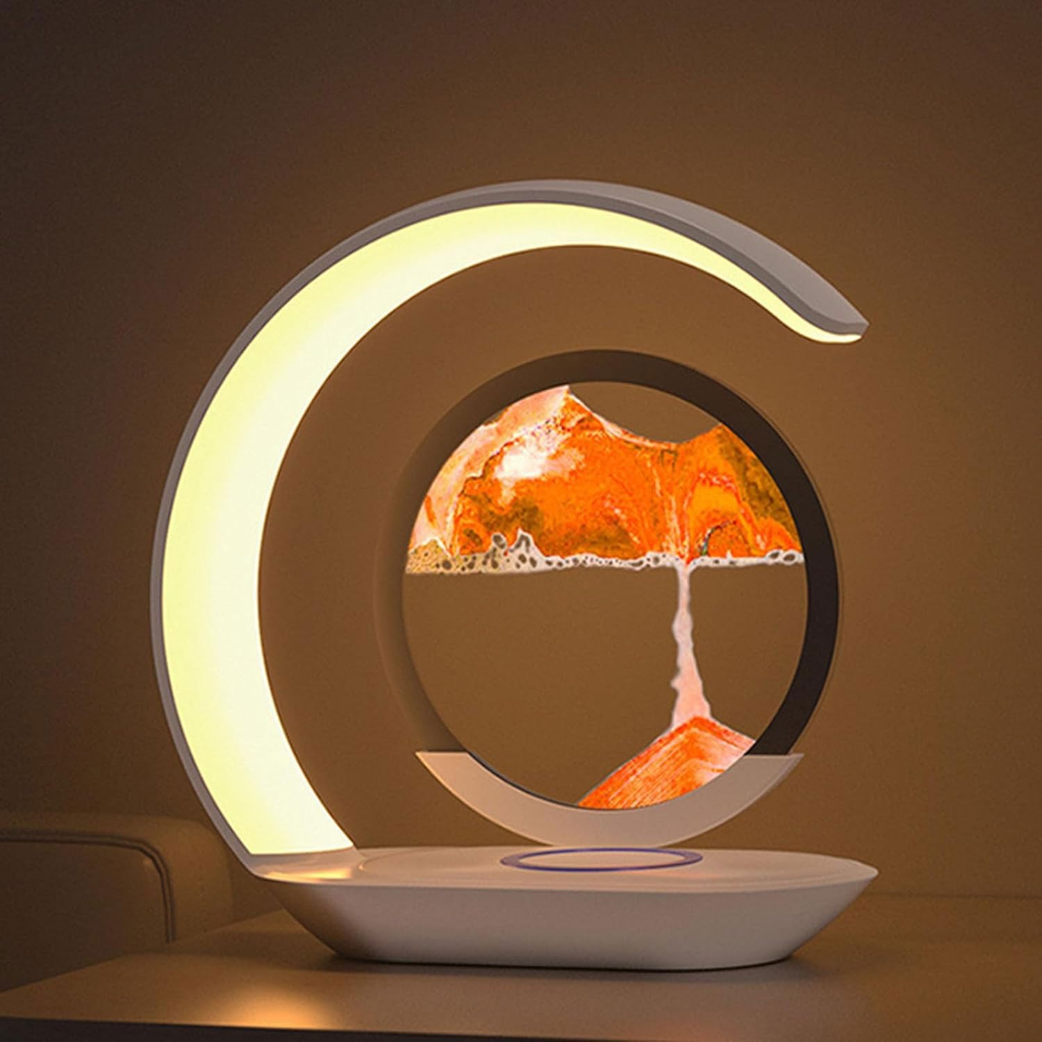 Evadore Lumaflow Sandscape Charger, 3D Moving Sand Picture Sandscapes Lamp, 3 in 1 Sandscape Wireless Charger, 2 Modes and 3 Brightness, Art Decor Fast Charging Station for Home Office (Yellow)