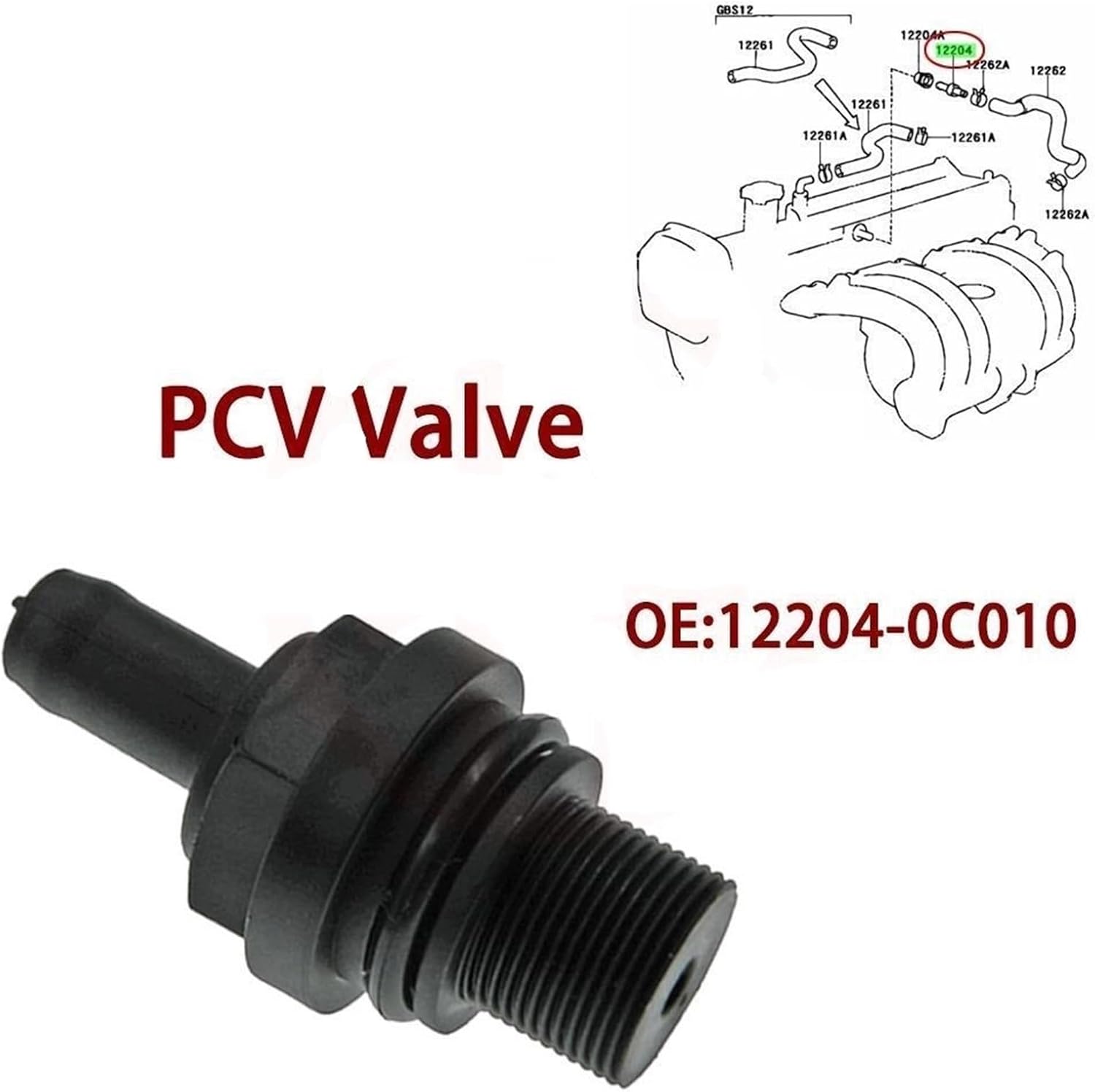Car Engine Exhaust Valves Positive Crankcase Ventilation Cylinder Valve 12204-0C010 Fit For Toyota Tacoma / 4Runner 2.7L 2TR-FE Engine(10pcs)