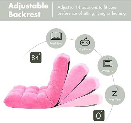 Miniatura 4 de S AFSTAR Silla de Piso Acolchada, Reclinable Perezosa Acolchada Ajustable de 14 Posiciones con Cómodo Soporte para la Espalda y Funda Amigable con