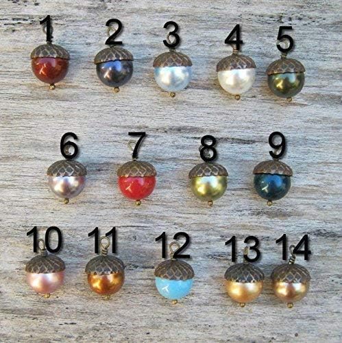 Personalized Acorn Necklace, Designer Faux Pearl Necklace, Antiqued Bronze Leaf Branch Jewelry, Autumn - Image 6