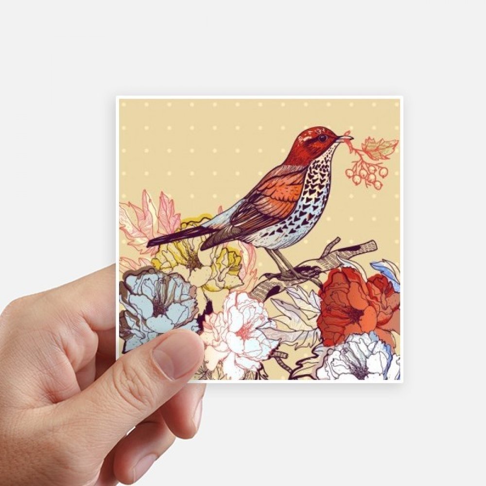 Autocollant carré 10CM oiseaux fleurs sticker mural valise pc portable 8Pcs
