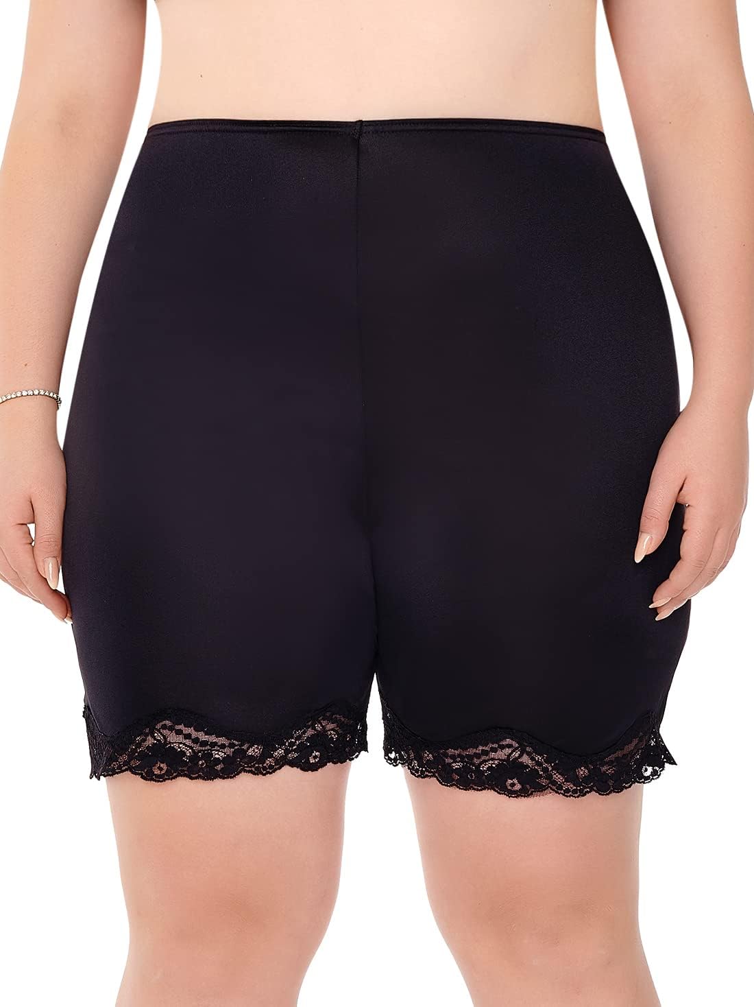 Ilusion 1037 - Women's Slip Shorts for Under Dresses, Bloomer Pettipant Slip, Anti-Static Undershorts with Lace Trim