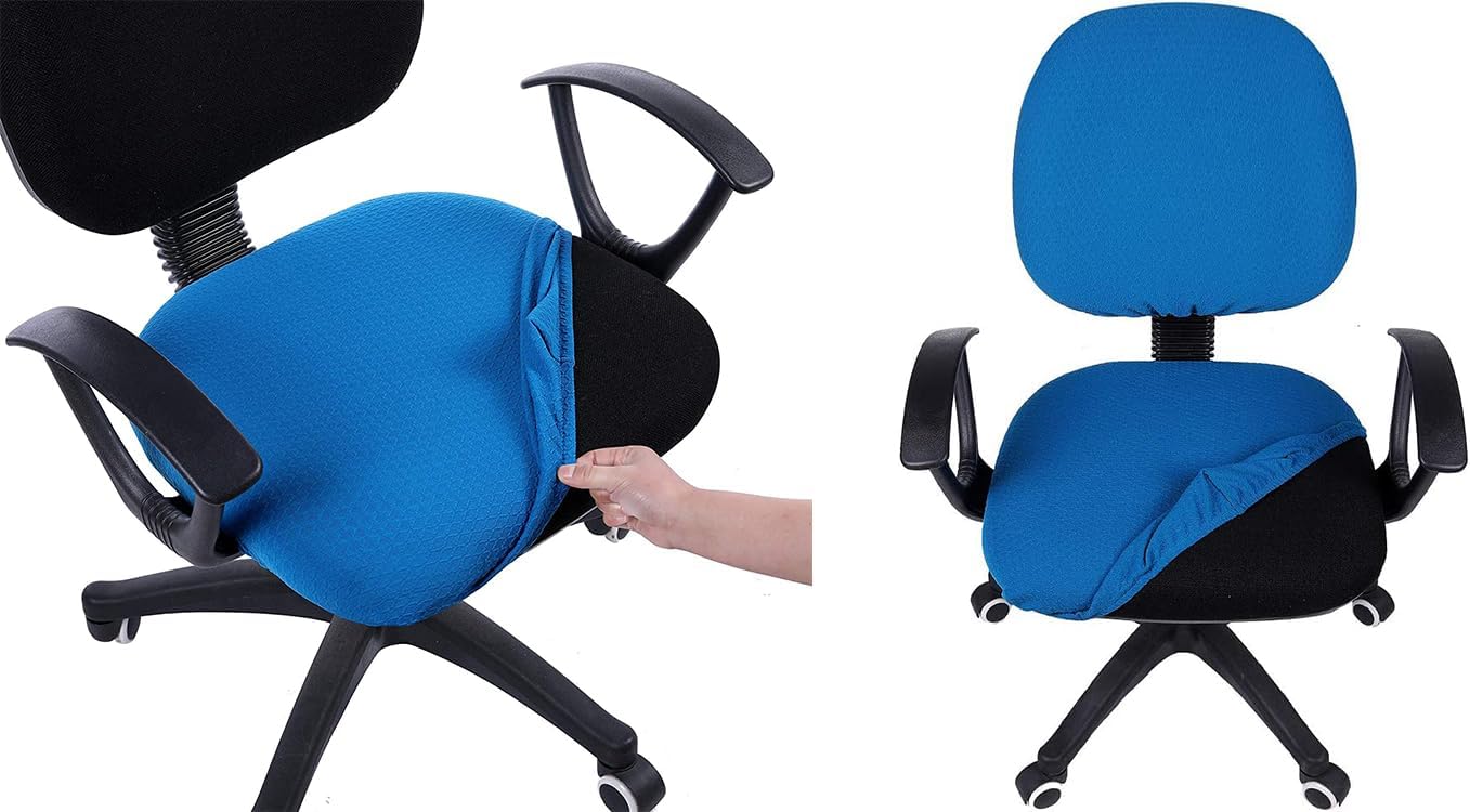 Smiry Stretch Office Computer Chair Covers, Seat + Backrest Cover, Ocean, 2 Items Bundle