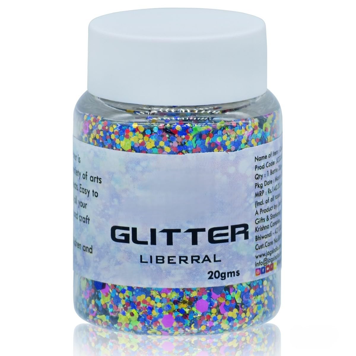 Aadyacrafts Liberral Multi-Color Rainbow Holographic Craft Glitter, Fine Loose Chunky Mix for Arts and Crafts, 20g Bottle, JCG205-image-36