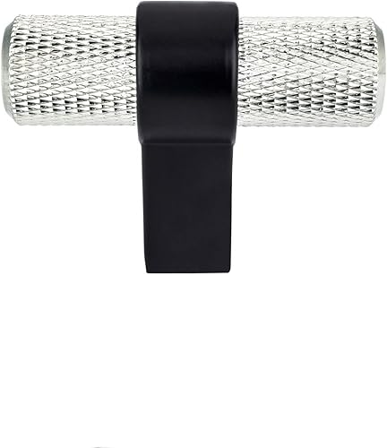 Miniatura 5 de Pomo y tiradores de gabinete con brillo moleteado de níquel negro y cepillado (tirador de 8 a 1316 pulgadas)