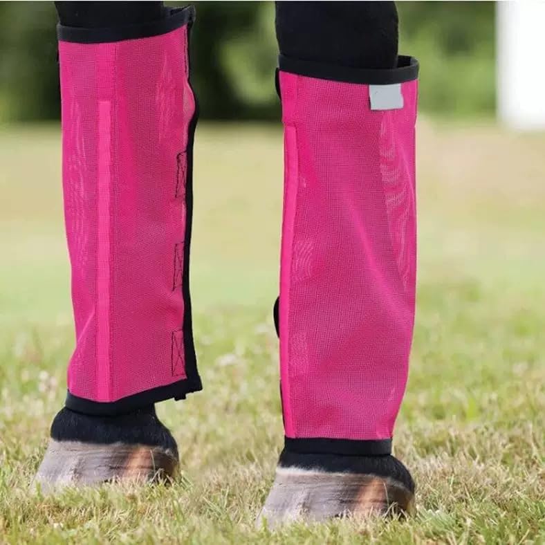 Image of Fly Boots for Horses, Mesh Leg Wraps Comfortable Horse Leggings, Breathable Mesh Design, Set of 4(Rose red, M)