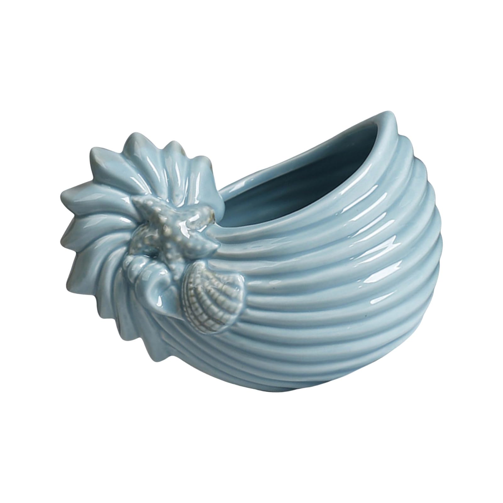 Tsophreniq 1 Coastal Ceramic Conch Vessel Planter, & Stylish Home Decor for Modern Spaces Ceramic Conch Shape Holder for Home Decors Marine Theme