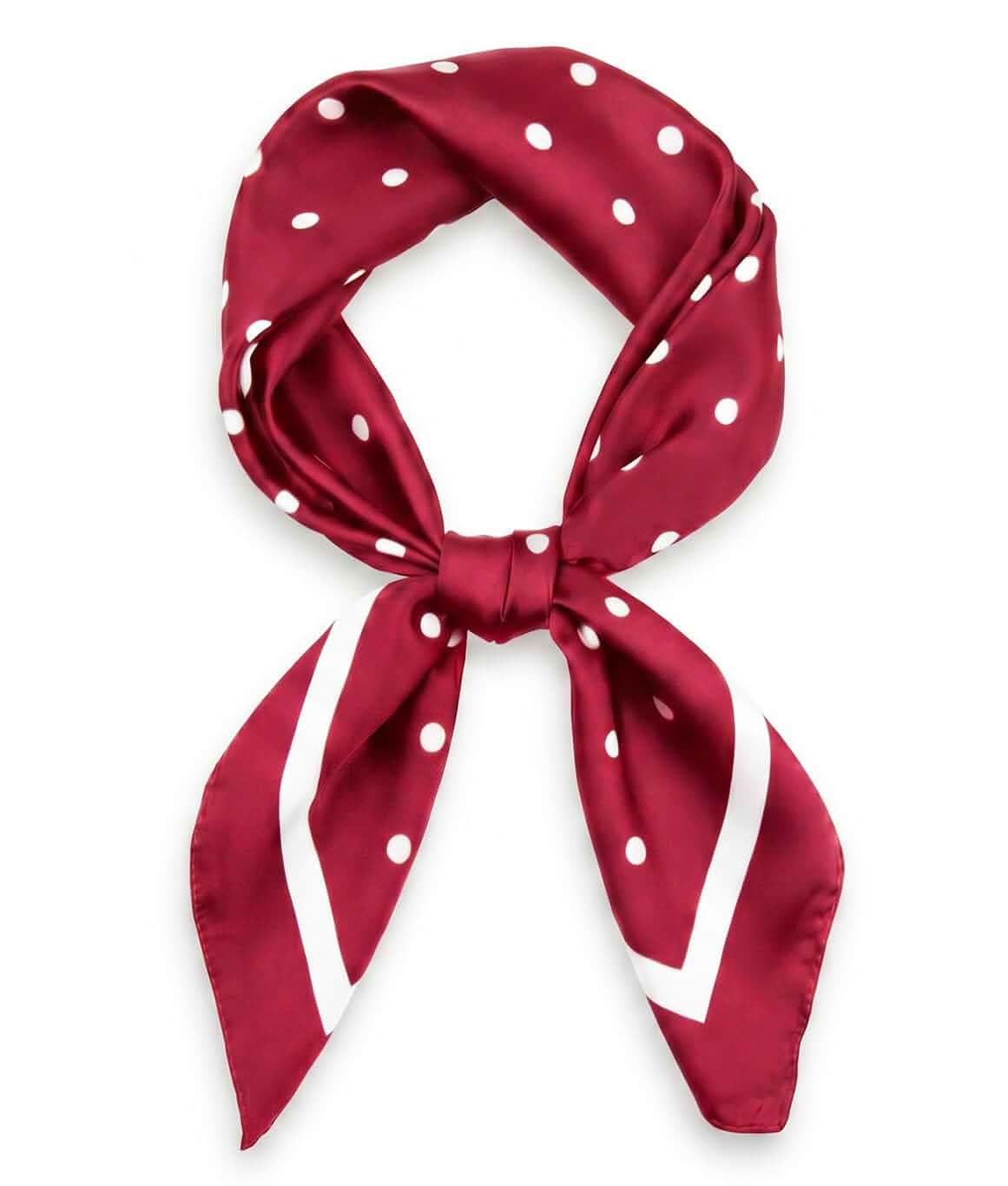corciova Women’s Square Scarf 27.5 in (70 x 70 cm), Satin-Feel Polyester, Lightweight Fashion Scarf for Hair, Neck and Bag Polka Dots