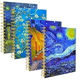 Simind 4 Pack A5 Van Gogh Notebooks Thick Superhard Cover Spiral Notebooks Hardcover Spiral Journals...