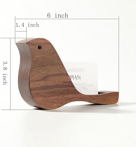 Miniatura 2 de Gaolinci Tarjetero de madera para escritorio, almacenamiento de tarjetas en forma de pájaro y soporte de exhibición