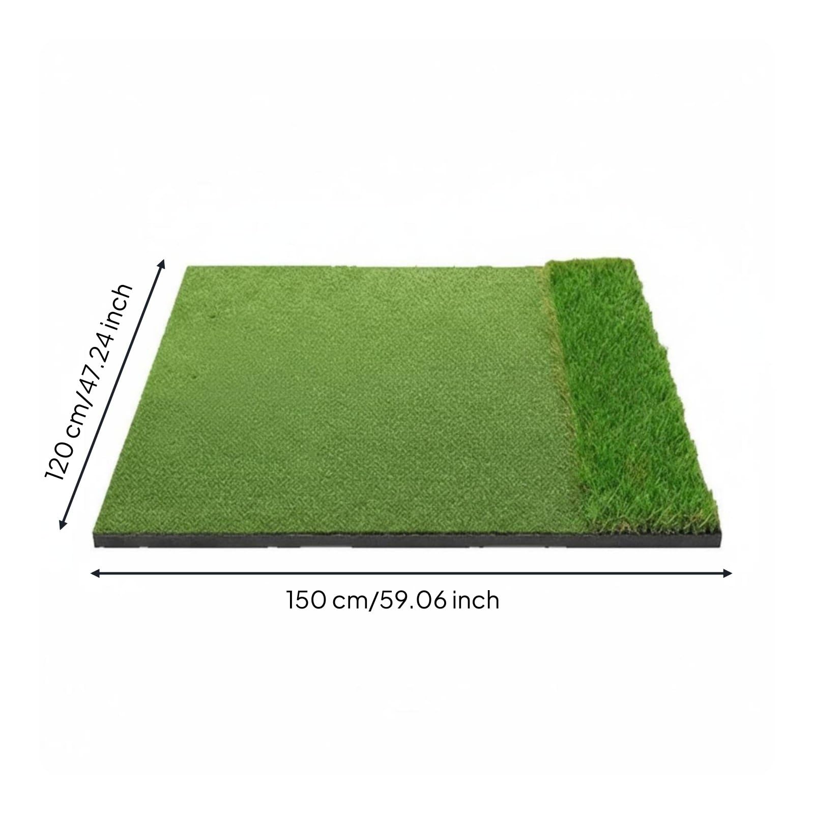 Tappetino da Allenamento Golf Tappeto Pratica Swing Base EVA Sintetica Varie Altezze Antiscivolo con Fori per Tee Uso Quotidiano Adatto per Casa, 120-150cm, Erba Lunga+Verde