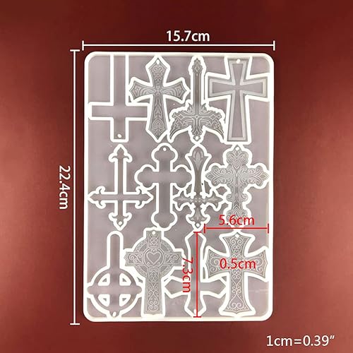 Miniatura 8 de appuivbt Moldes de resina cruzada, 12 moldes de resina epoxi, moldes de cruz de silicona para colgantes, collares, joyería