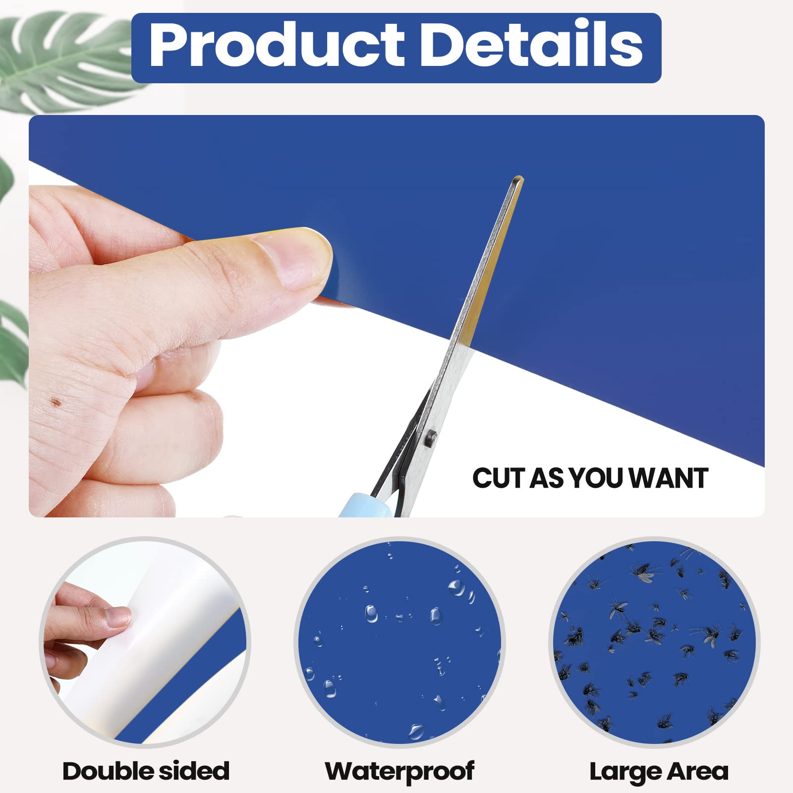 Qualirey 200 trampas adhesivas azules de 6 x 8 pulgadas para trips de doble cara para plantas de mosquitos, control de plagas para mosquitos de hongos, trips, moscas blancas, paquete a granel con