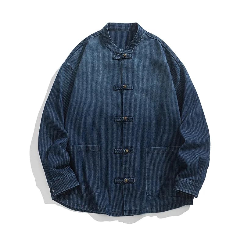 Autumn Men Chinese Style Suit Shirt Denim Top Denim Jacket Men Casual Coat4