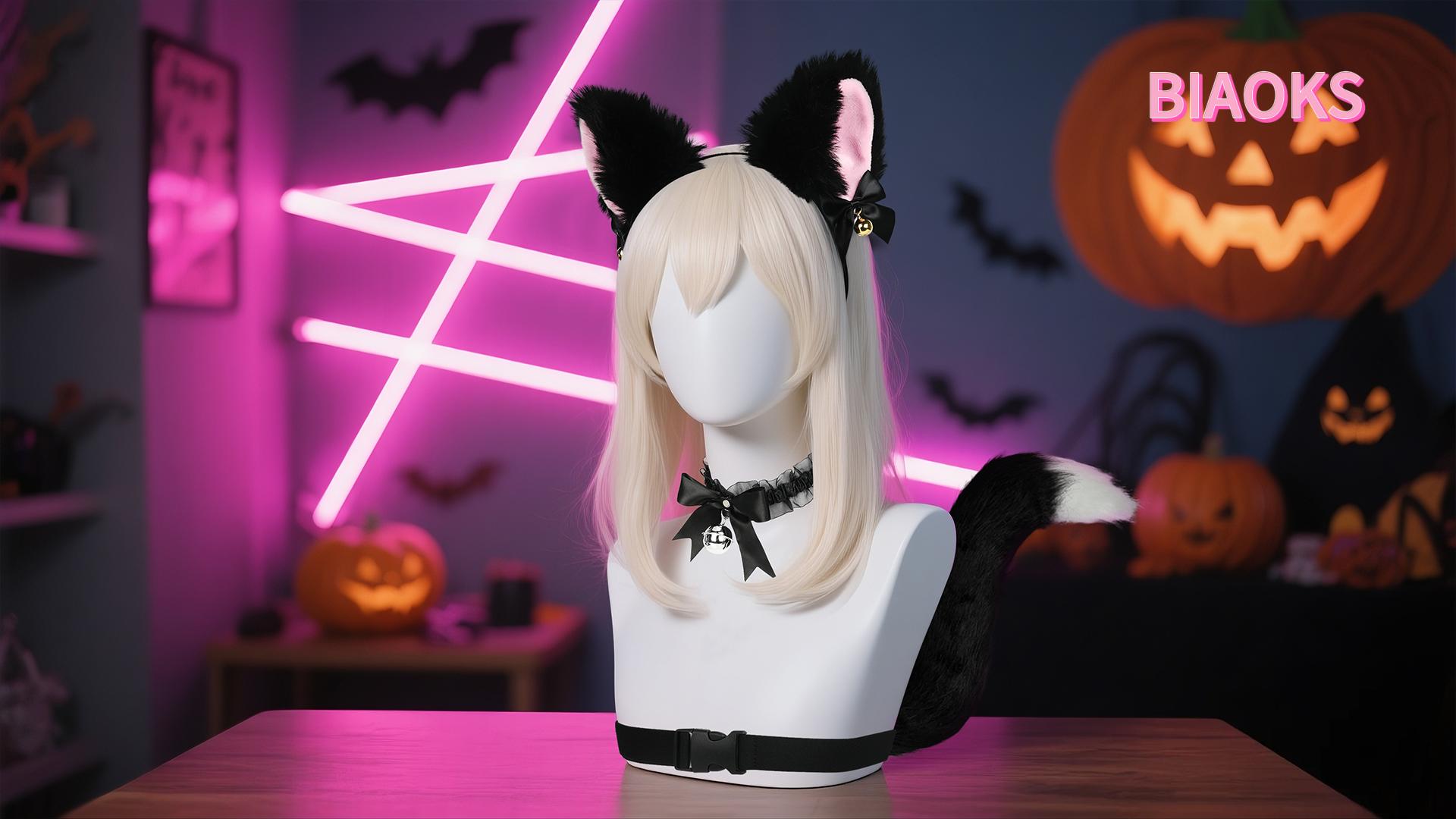 Amazon.com: Cat Ears and Tail,Wolf Fox Ears Long Tail and Bell