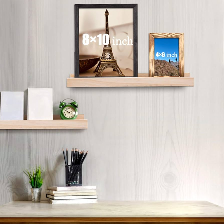 FLYJOE 36inch Picture Ledge, Floating Shelves Wall Mounted Set Of 2, Photo Shelf For Decor,White