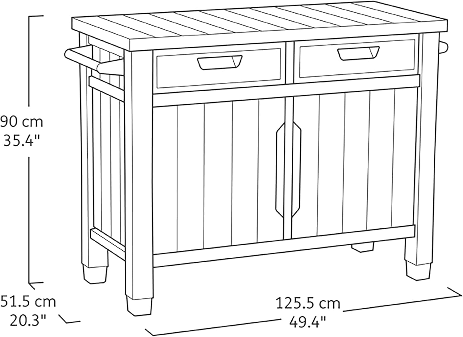 Tavolino per Barbecue 134x90x52 cm con Cassetti e Accessori Keter Unity XL Grafite