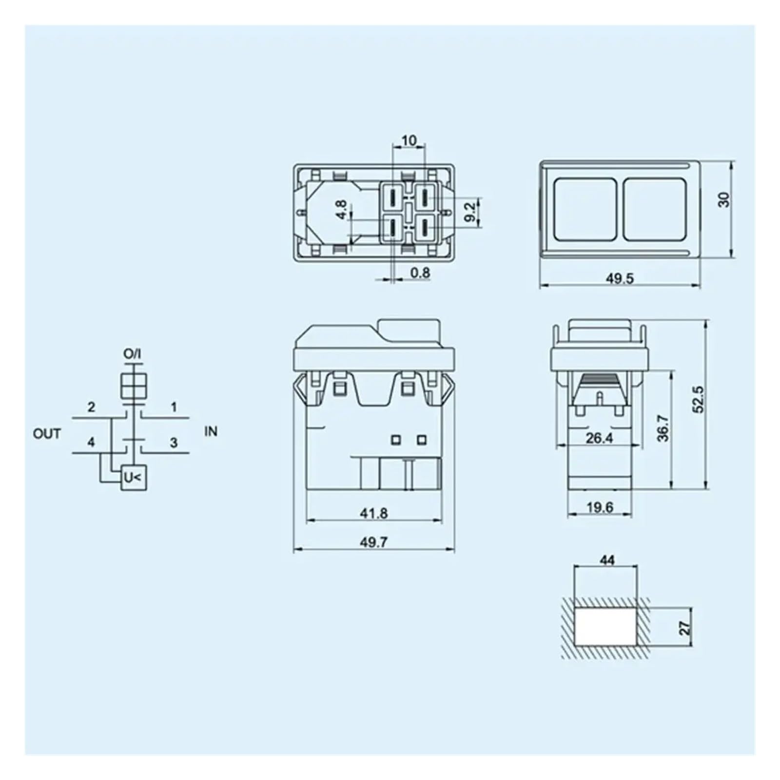 DZ04 Interruttori a pulsante elettromagnetici impermeabili a 4 pin Interruttore ON/OFF Start Stop 250VAC 8 A