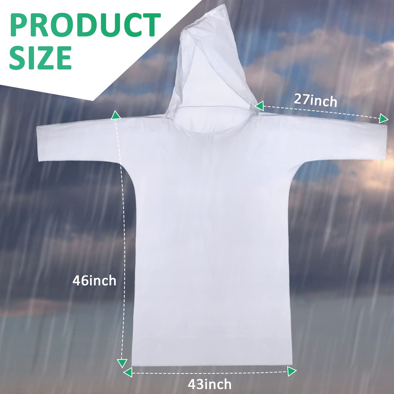 Wesiti 300-Pack Disposable Rain Ponchos For Adults - Waterproof PE Plastic Ponchos With Hood For Camping, Events, Emergencies