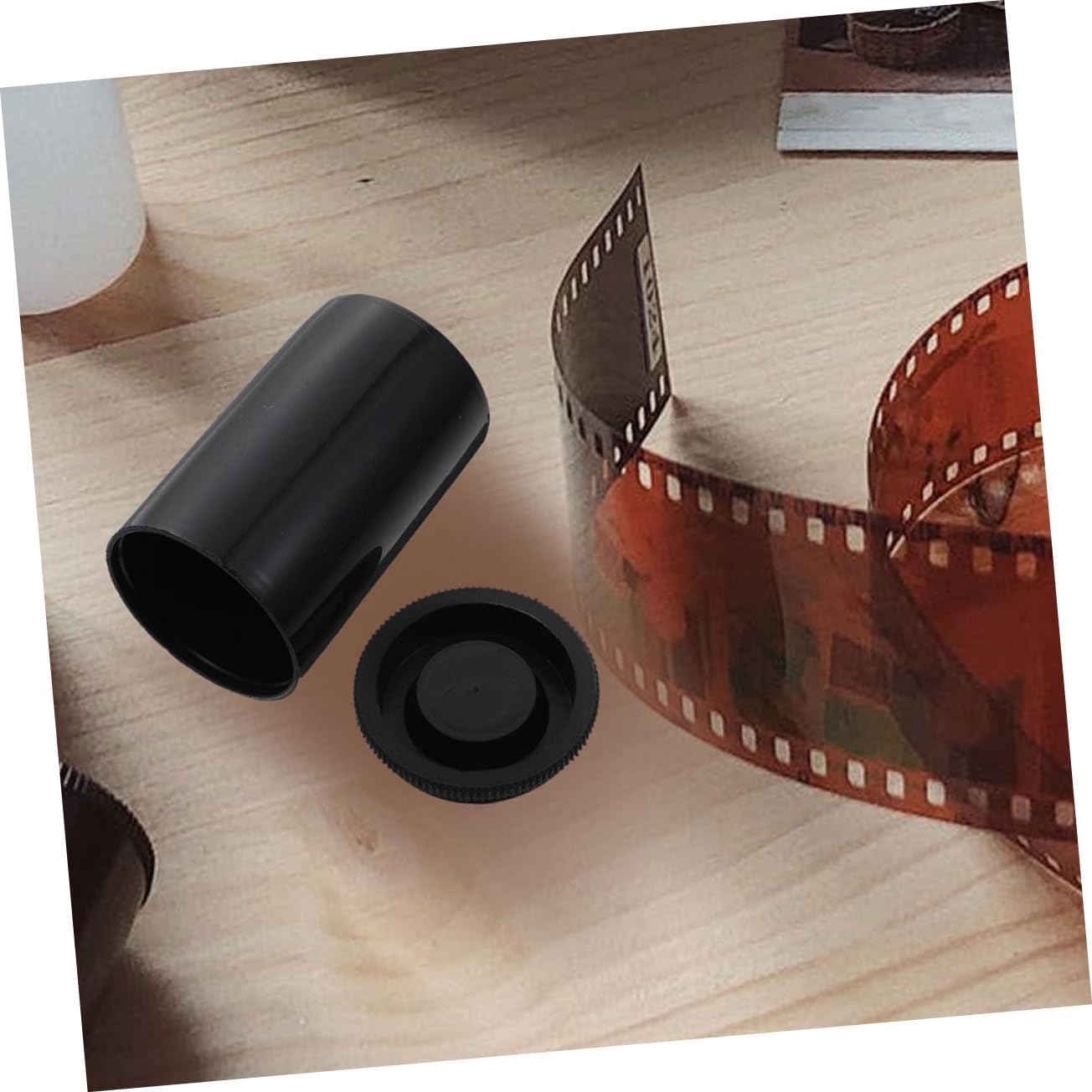 KICHOUSE 10Pcs Black Plastic Film Canisters with Caps for Camera Storage