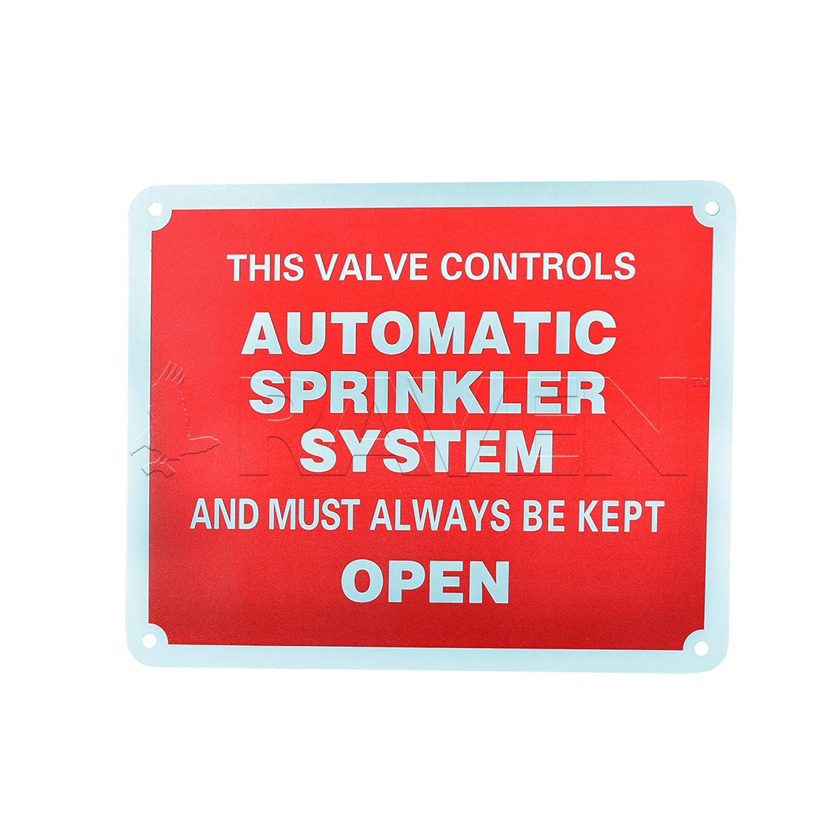 SUPPLYGIANT TJHO#6 Fire Safety Sign This Valve Controls Automatic Sprinkler System and Must Always Be Kept Open, Heavy Duty Aluminum, 7 in. X 9 in.