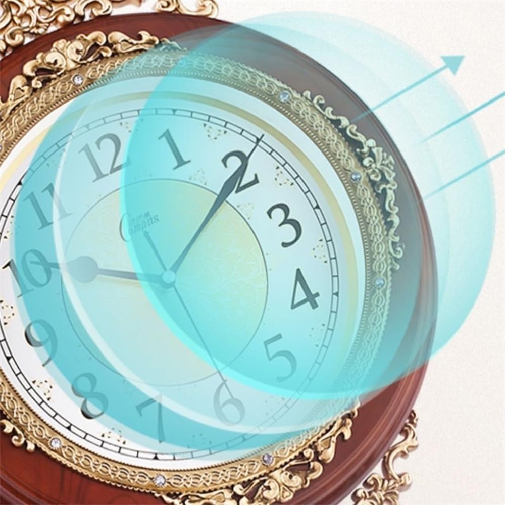 Decorativa Reloj de Pared Ovalado Retro pequeño, diseño Antiguo, Funciona con Pilas, silencioso, for Cocina y Dormitorio (32 x 62 cm) para Oficina(Bruin)